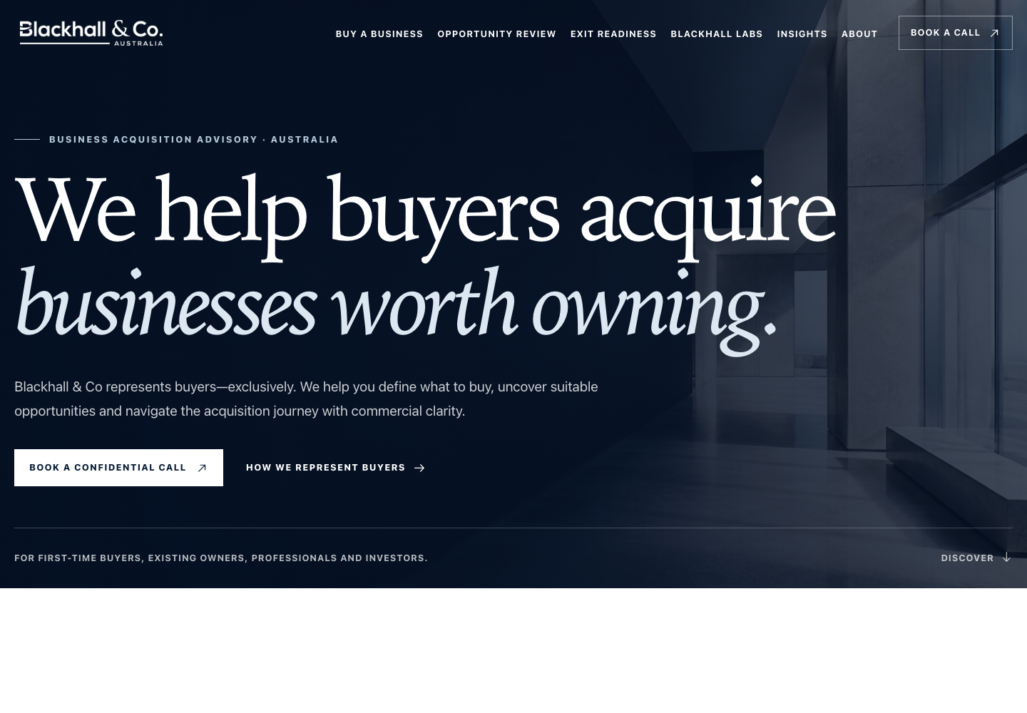 Blackhall & Co website homepage displayed at desktop size