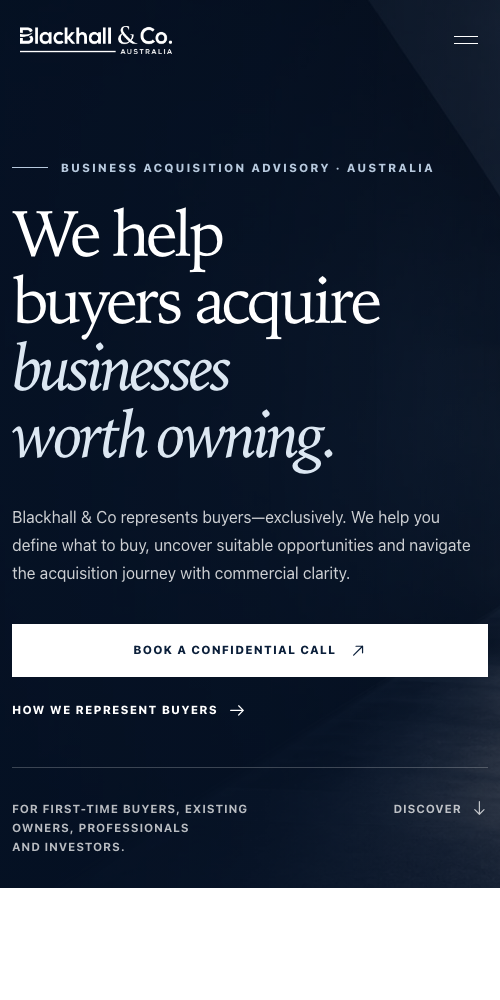 Blackhall & Co website homepage displayed at mobile size